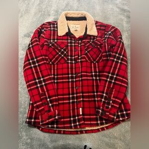 Plaid Red and Black Cozy Blanket barn jacket. Size Womens L. Like new.